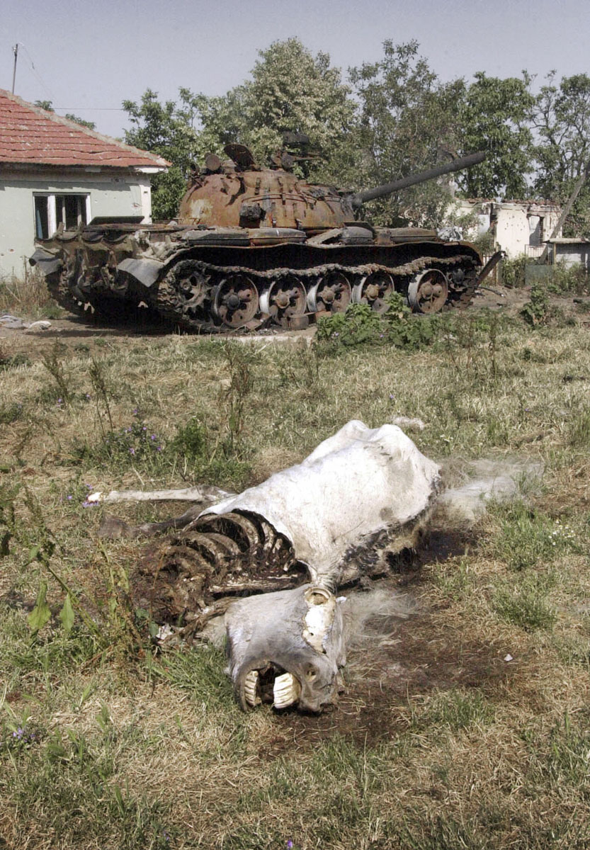 Scenes of death and destruction in the village of Matecje.